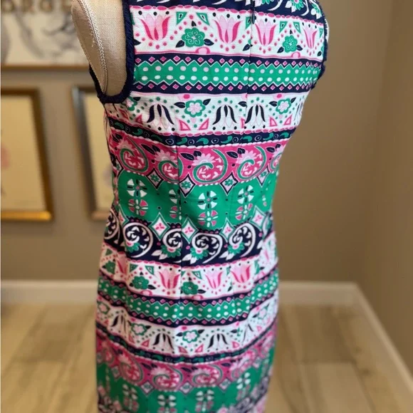 NWOT! TALBOTS Pink, White, and Green Floral Sleeveless Midi Dress - Picture 7 of 10